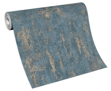 Non Woven Wallpaper Erismann 10273 08 Concrete Look Blue Metallic