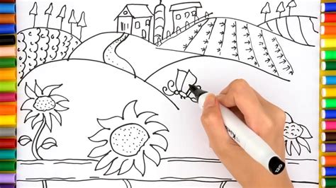 Farm Coloring Pages How To Draw Farm House For Kids Videos For