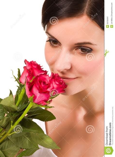 Beautiful Women With Red Roses Stock Image Image Of