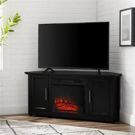 Crosley Furniture Camden 48 Corner Tv Stand With Fireplace Black