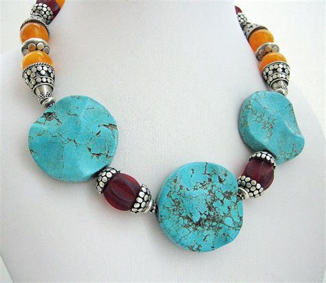 Necklace Choker Turquoise Resin Sterling Silver Etsy