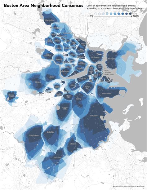 Neighborhoods Of Boston And Surrounding Cities By Consensus 2550x3300