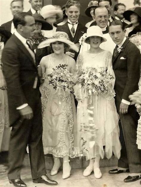 Charlie Behind The Bride Mary Douglas Fairbanks And Mary Pickford At