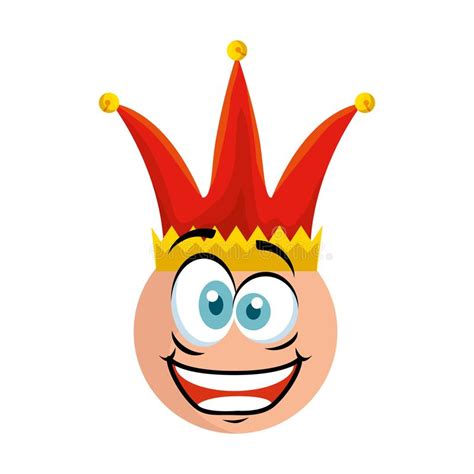 Crazy Emoticon Face With Jester Hat Fools Day Stock Vector