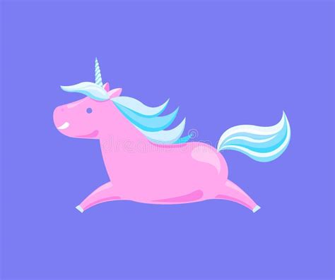 Pony Unicorn Horned Com Juba Da Cor E O Chifre Afiado Ilustração Do