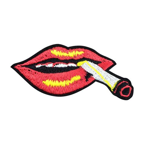 Lips Mouth Patch Embroidered Smoking Iron On Patch Bag Patches Bag