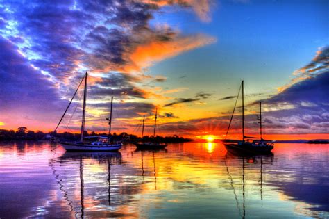 Sailboats And Sunset Beautiful Landscapes Boat Nature Photos