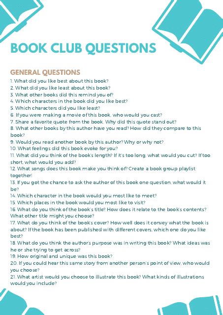 Book Club Questions Download Printable Pdf Templateroller