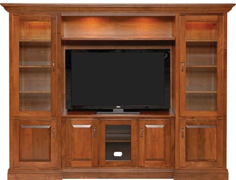 Shaker Entertainment Center With Single Glass Door And Light Option