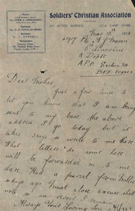 Letter First World War Poetry Digital Archive