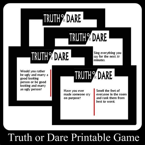 Truth Or Dare Cards Printable Printable Word Searches