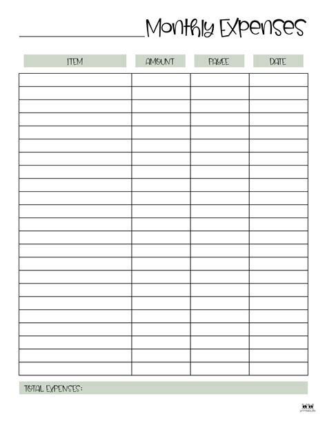 Free Printable Monthly Expense Tracker Printable
