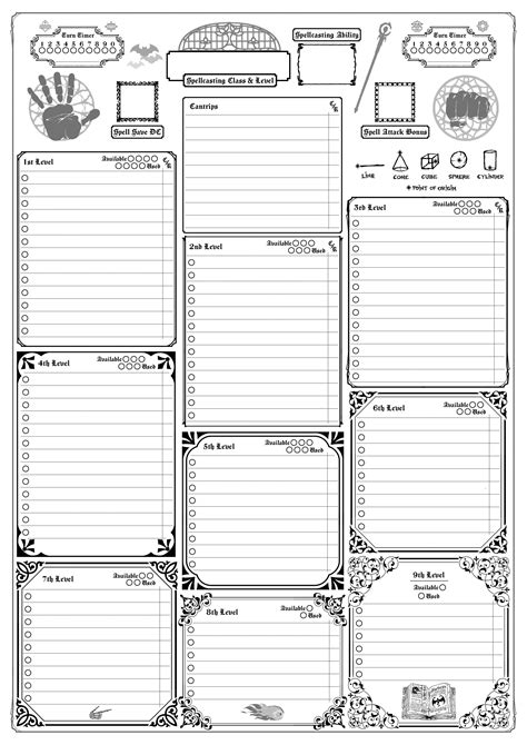 Dnd 5e Spell Casting Sheet Form Fillable Pdf Printable Forms Free Online