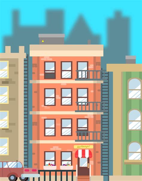 A Small Apartment Building In Minimalist Cartoon Style Rinkscape