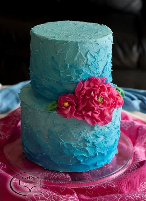 Modern, traditional, eclectic, rustic, glam, farmhouse, country Turquoise And Hot Pink Cake - CakeCentral.com