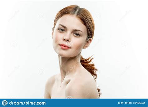 Attractive Woman Naked Shoulders Cosmetics Feminine Look Stock Image Image Of Naked Head