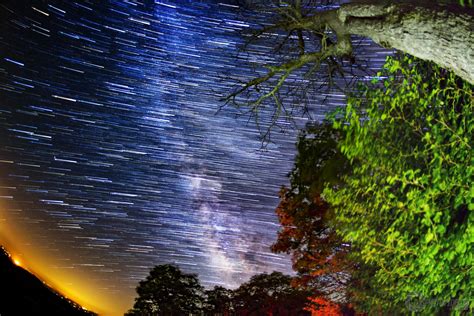 Milky Way Trails Over Pinnacles Overlook Shenandoah National Park Va