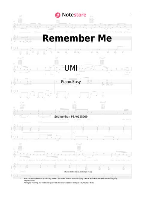 Umi Remember Me Piano Sheet Music On Note Pianoeasy Sku