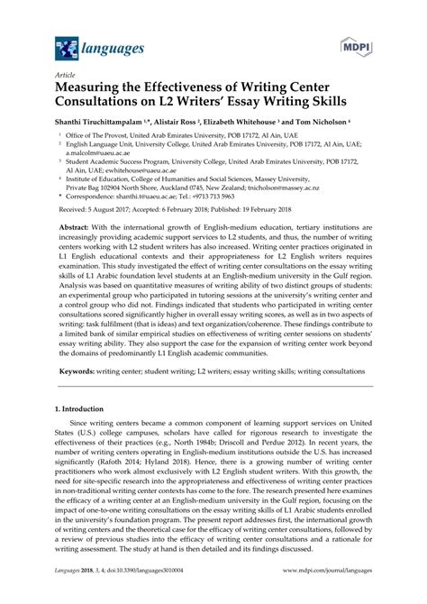 Pdf Measuring The Effectiveness Of Writing Center Consultations On L2