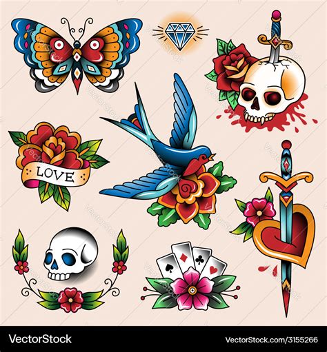 Tattoo Collection Royalty Free Vector Image Vectorstock