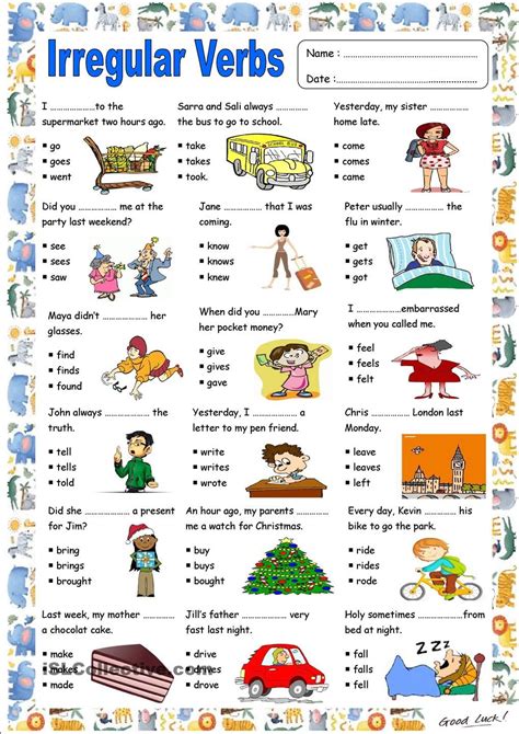 Irregular Verbs Irregular Past Tense Verbs Verbs Activities