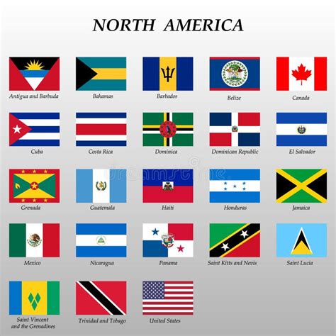 Set Of All Flags Of North America Stock Illustration Illustration Of