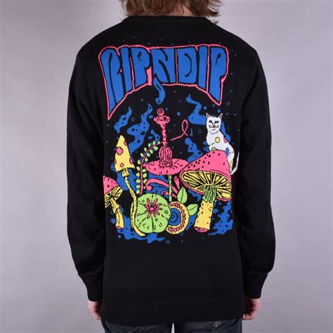 Rip N Dip Psychedelic Knitted Sweater Black Skate Clothing From Native Skate Store Uk