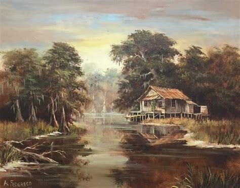 Cabin On Louisiana Bayou By Al Federico 1975 Painting Artsper
