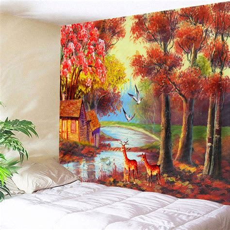 60 Off Autumn Scenic Painting Wall Art Tapestry Rosegal