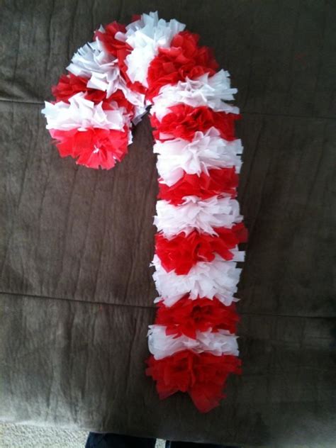 5 out of 5 stars. Candy cane!! Made out of plastic table cloths and a wire ...