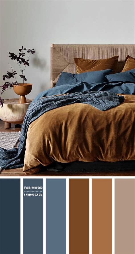 Brown And Dark Blue Bedroom Dark Blue And Tobacco Colour Scheme In