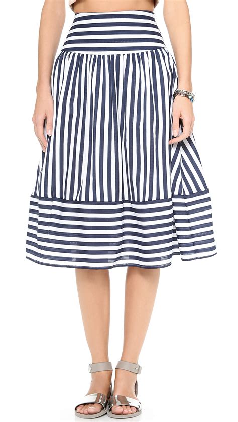 Joa Striped Skirt Navy Stripe In Blue Navy Stripe Lyst