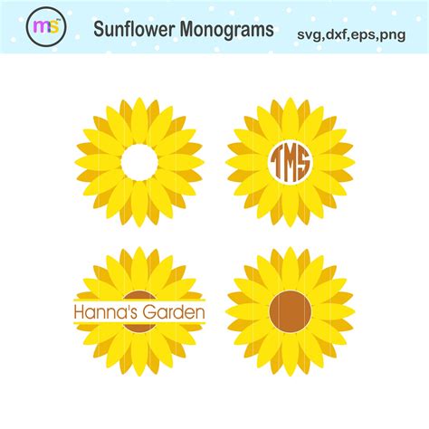Sunflower Monogram Svg Sunflower Svg Sunflower Monogram Etsy