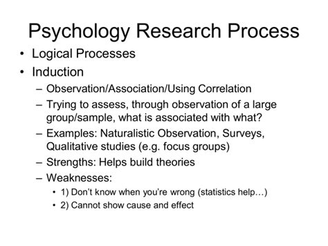 Psychology Research Process Logical Processes Induction