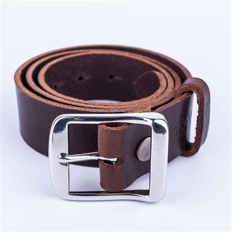 Mens Dark Brown Leather Jeans Belt With Chrome Buckle Hip And Waisted