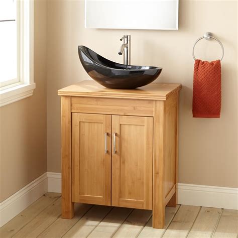 Shop wayfair for the best narrow depth bathroom vanity. 24" Narrow Depth Bashe Bamboo Vessel Sink Vanity modern ...