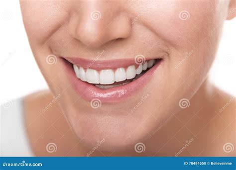 Wide Smile Of Young Beautiful Woman Perfect Healthy White Teeth Dental Whitening Ortodont