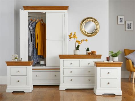 Add the top and trim. Farmhouse White Painted Oak Bedroom Set, Wardrobe, Chest ...