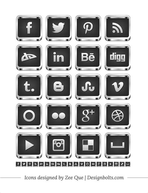 Free 3d Silver Black Social Media Icons Designbolts