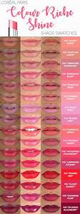 Swatches Of The New L 39 Oreal Colour Riche Shine Lipstick Rich Radiant