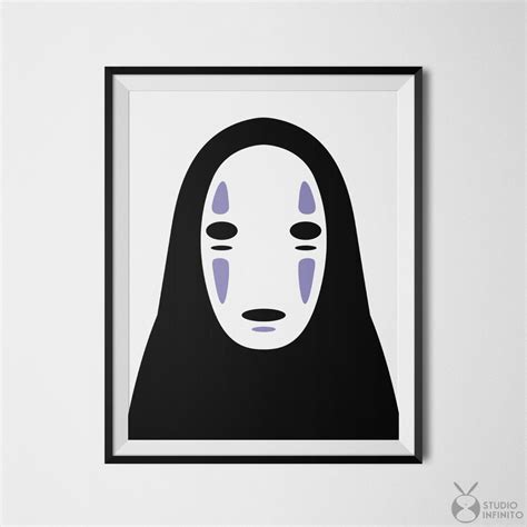 No Face Spirited Away Poster Kaonashi Print Faceless Mask
