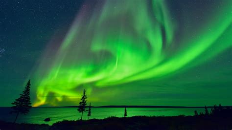 Aurora Borealis Northern Lights Over Ennadai Lake Arctic Haven Lodge