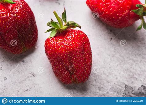 Closeup Of Fresh Ripe Organic Strawberries Top View Stock Image