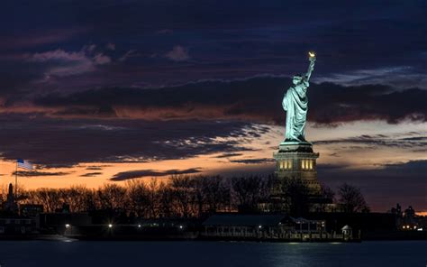Download Wallpapers Statue Of Liberty New York Manhattan Monument