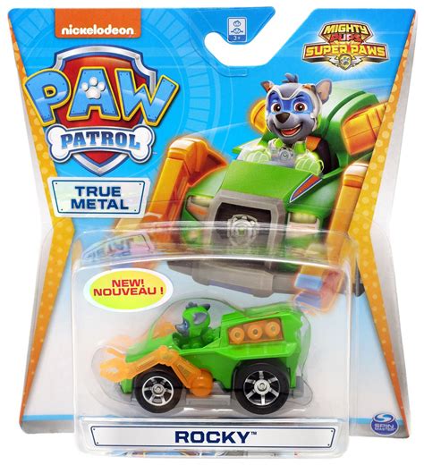 Paw Patrol Mighty Pups Super Paws True Metal Rocky Diecast Car Mighty