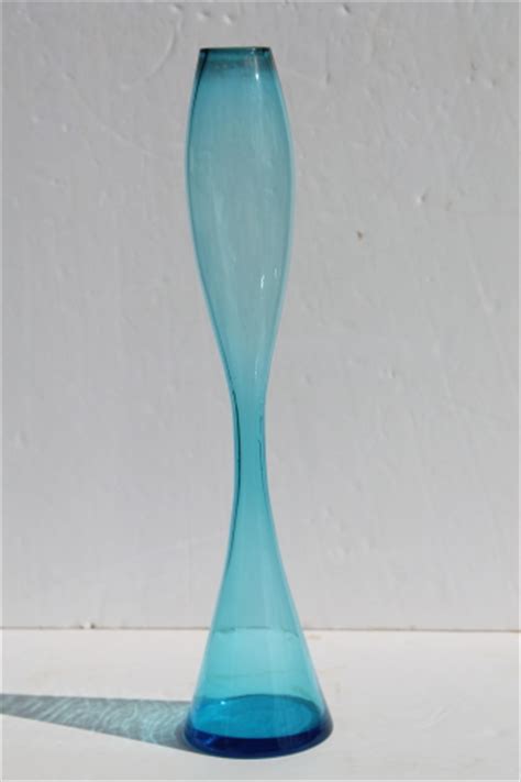 Mid Century Modern Art Glass Hourglass Vase W Tall Mod Bottle Shape