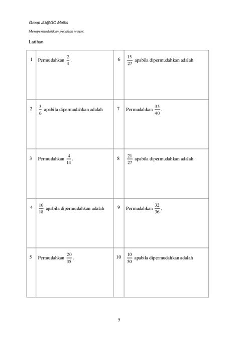 Latihan Pecahan Tahun 6 Pdf