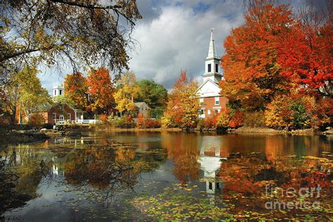 Harrisville New Hampshire New England Fall Landscape White Steeple
