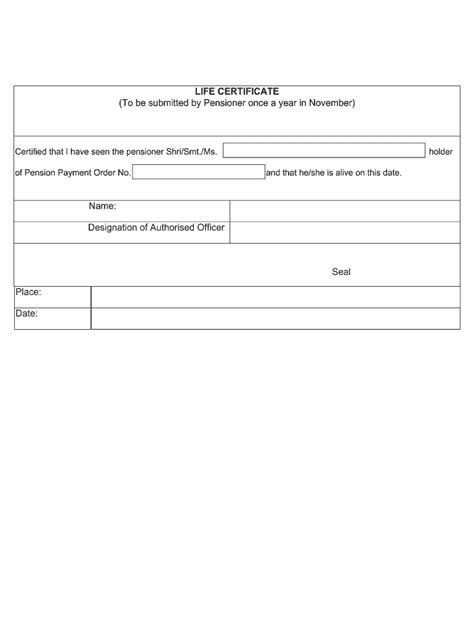 Life Certificate Form Pdf Fill Online Printable Fillable Blank