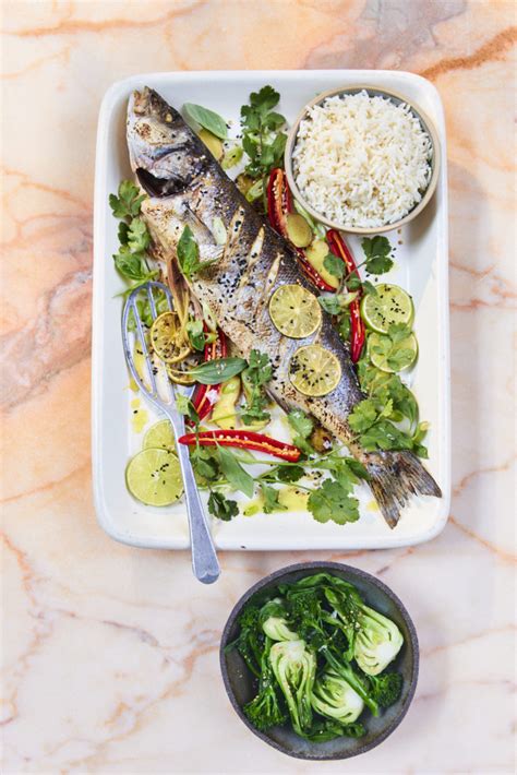 Whole Baked Sea Bass With Lemongrass Ginger And Chilli